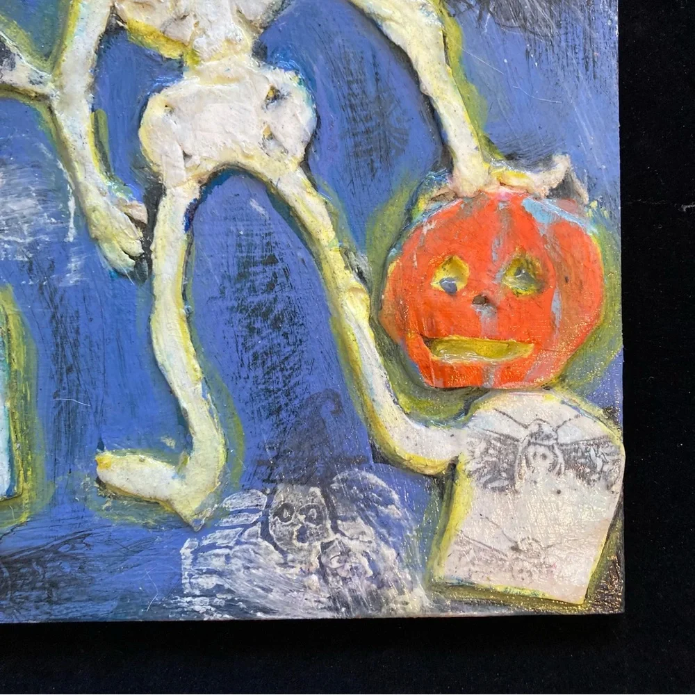 Vintage Inspired Handmade Halloween Paper Clay/Wood 12” Painting Pumpkin…